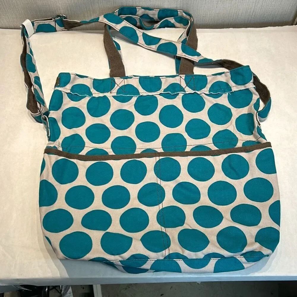 thirty-one Retro Metro Foldover Crossbody Shoulder Bag Purse Tote Teal Mod Dot